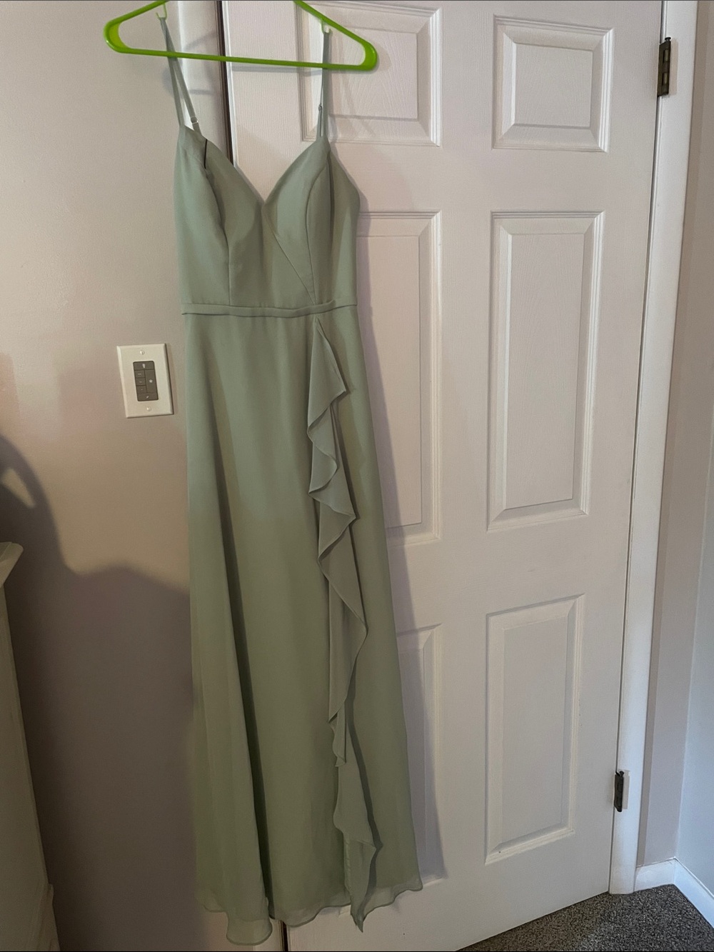 Azazie Sage Green Spaghetti Strap Maxi Dress